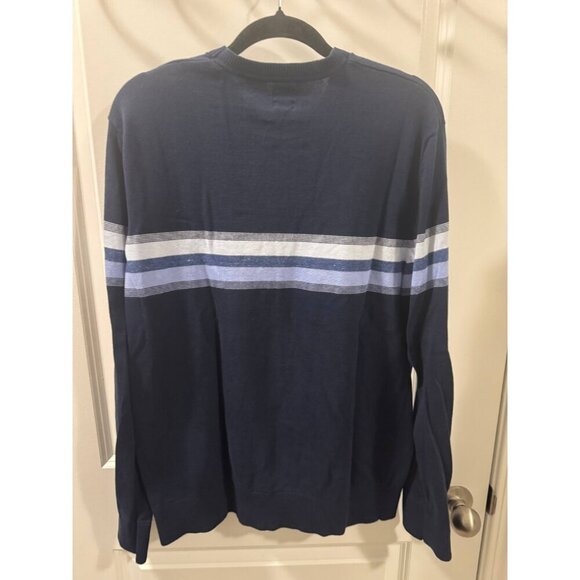 GAP Men's Large Navy Blue Striped Crewneck Sweater Long Sleeve Pullover - Picture 7 of 7